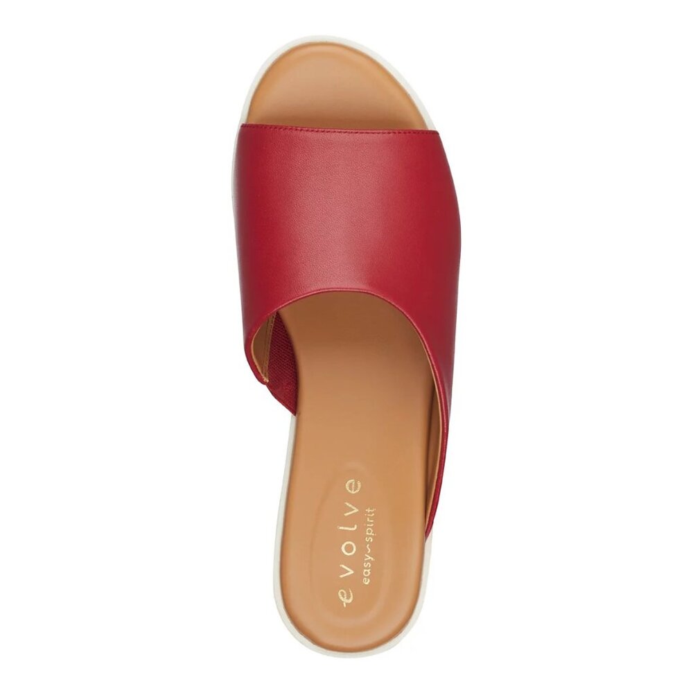 Easy Spirit new Mules Slide Platform Sandals Leather Women's NIB Red - Picture 6 of 17